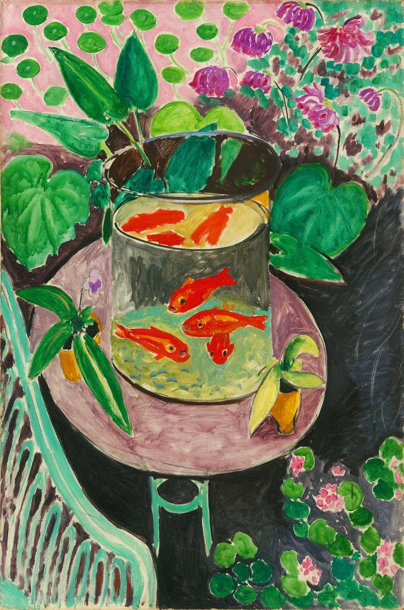 Les Poissons rouges (The Goldfish) by Henri Matisse (1912) - Goldfish in a glass bowl, completely visible, completely exposed